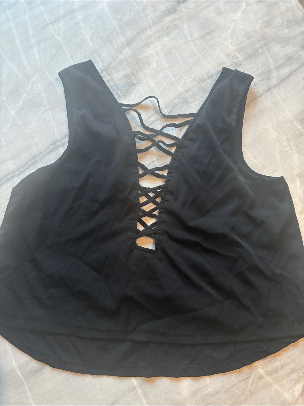 Women’s Black Lace-Up Front Tank Top